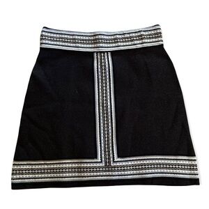 CLUB MONACO Nordic Fair Isle Knit Skirt in Black